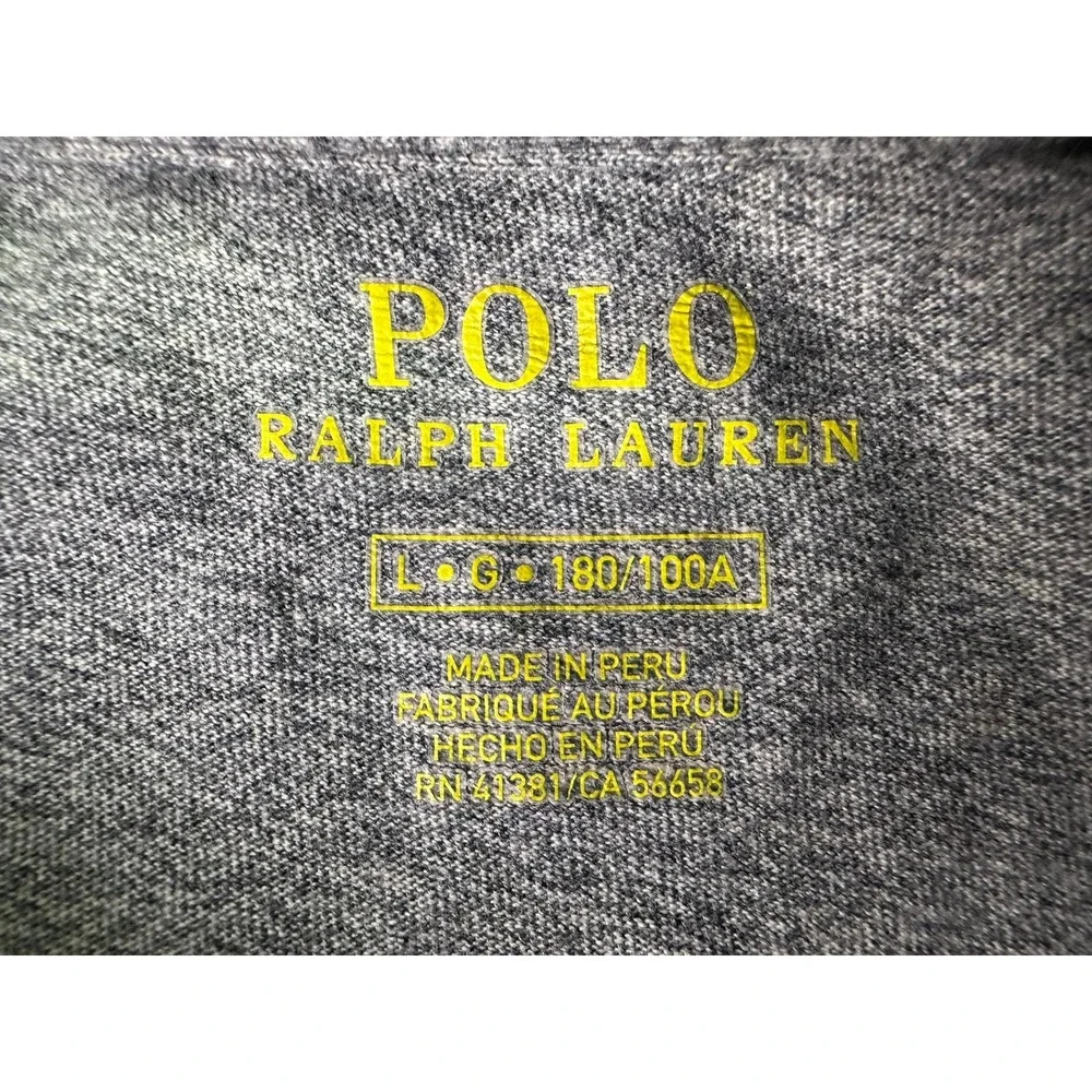 Polo Ralph Lauren Hoodie Shirt Large‎ Gray Long Sleeve Jersey Cotton Pullover L